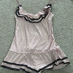 Victoria's Secret Pale Pink Lace-Trim Cami Romper